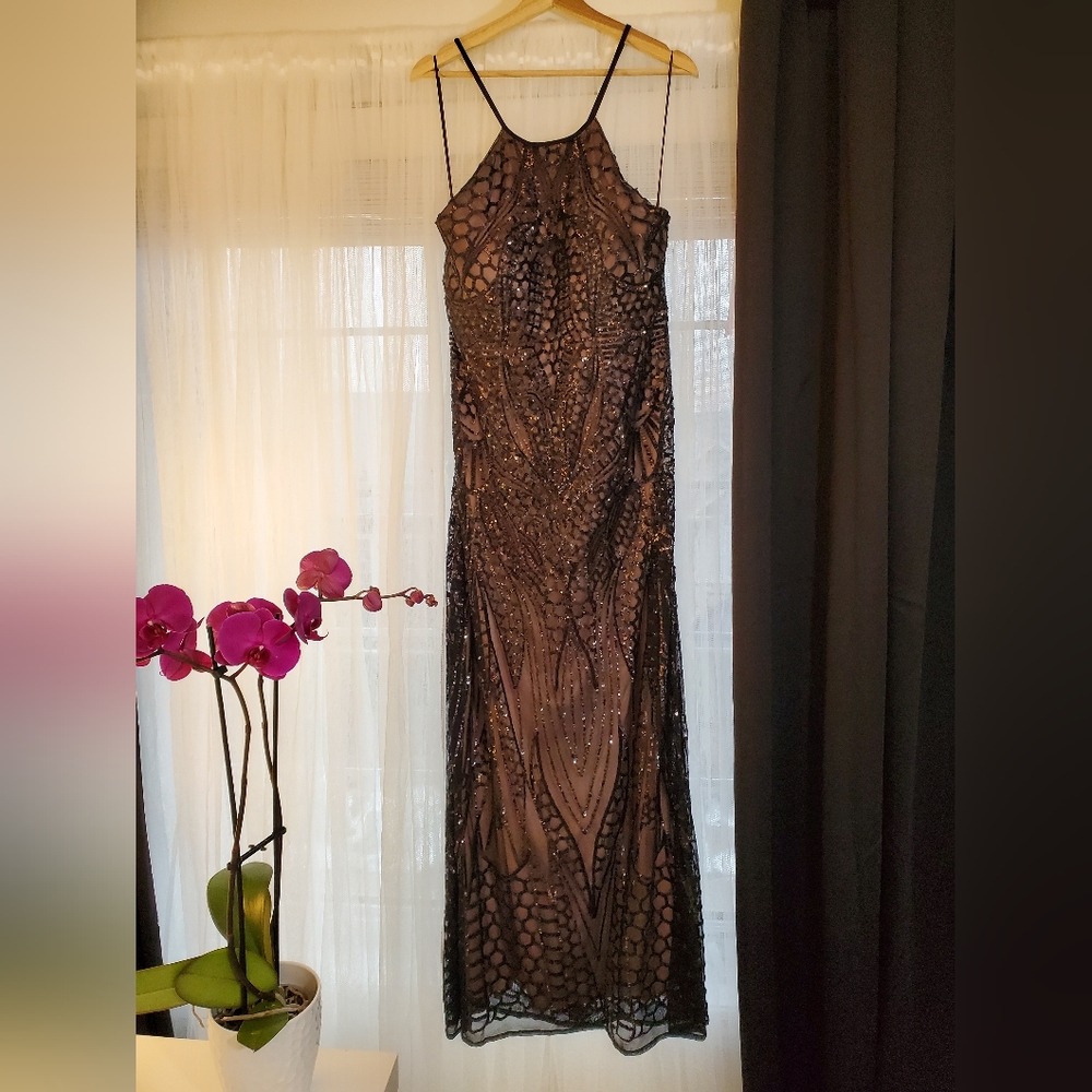 LAURA Black Sequins Gown - Size 14W